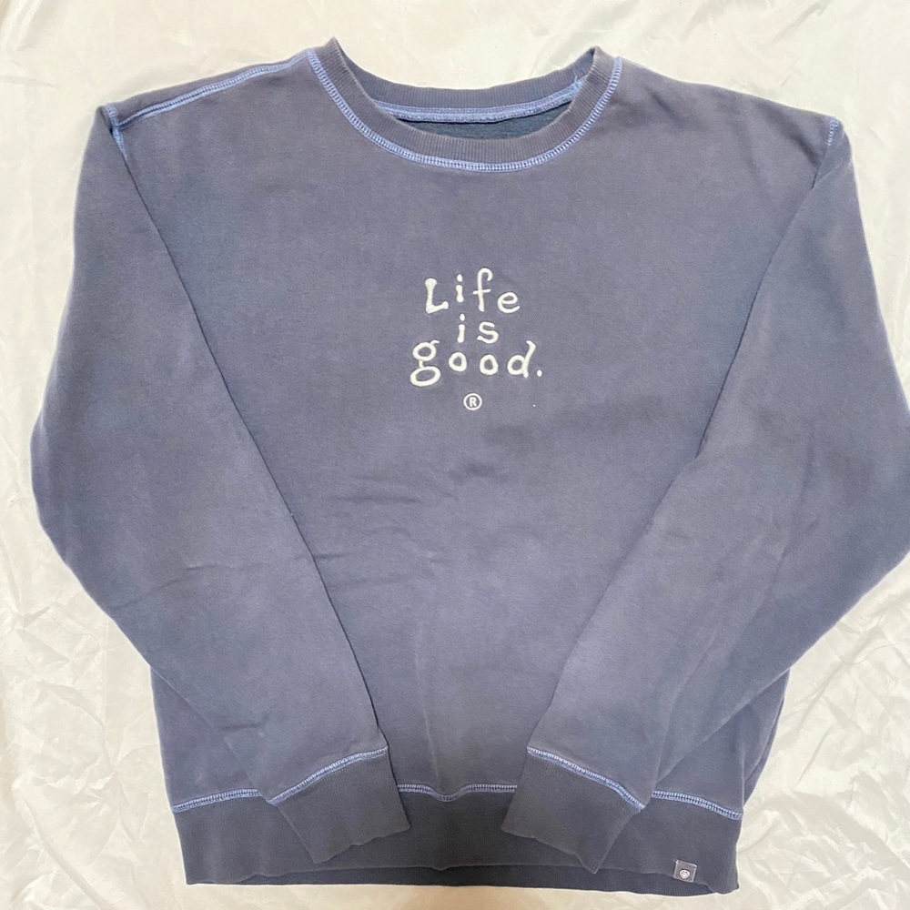Life Is Good Grey Wash Crewneck Sweatshirt